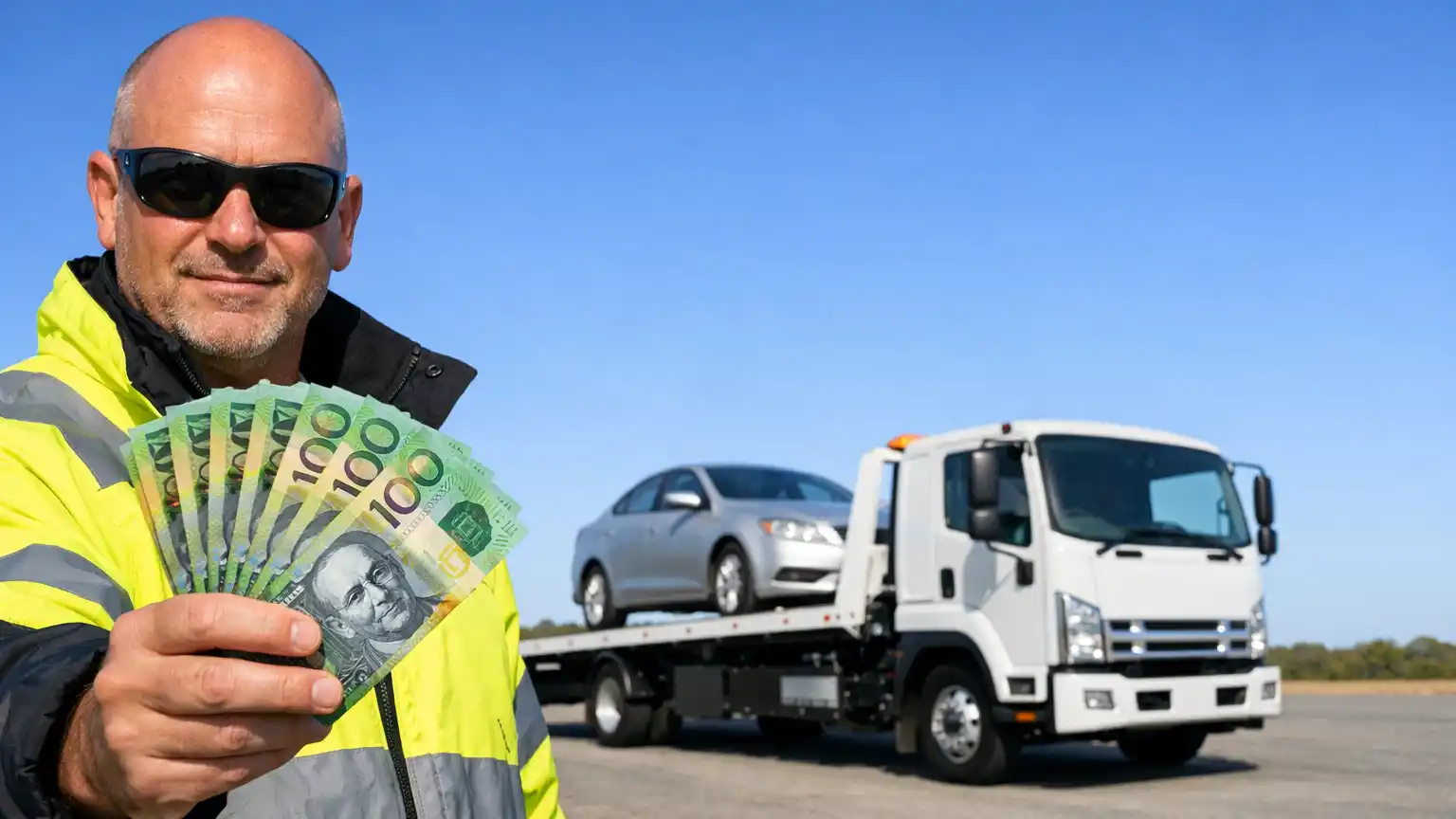 Tilt tray tow truck pickup with cash offer in Melbourne West